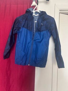 Quechua Blue Hooded Kids Windbreaker Jacket